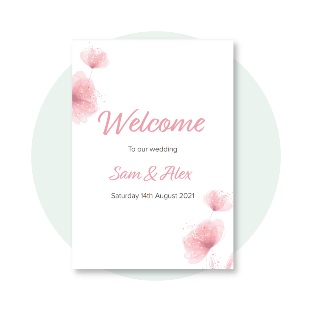 Zoe welcome sign in Pink